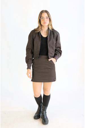 Bakker Brown womens mini skirt in brown twill