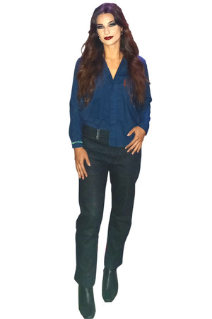 Bakker Brown womens look #2 for AW25-25 is a button-up shirt with a denim trouser
