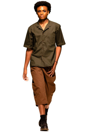spring summer 2026 look from Bakker Brown, green Camp Shirt and brown Long Short