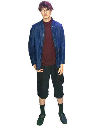 Bakker Brown mens look #2 for AW25-25 is a dutch jacket with a long short and a t-shirt