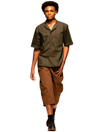 spring summer 2026 look from Bakker Brown, green Camp Shirt and brown Long Short